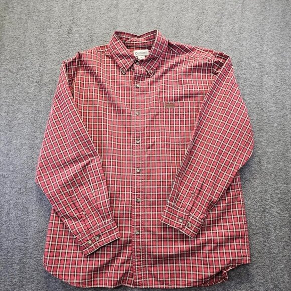 Carhartt Mens Flannel Plaid Button Down Shirt XL Classic Work Casual Red - Picture 1 of 11